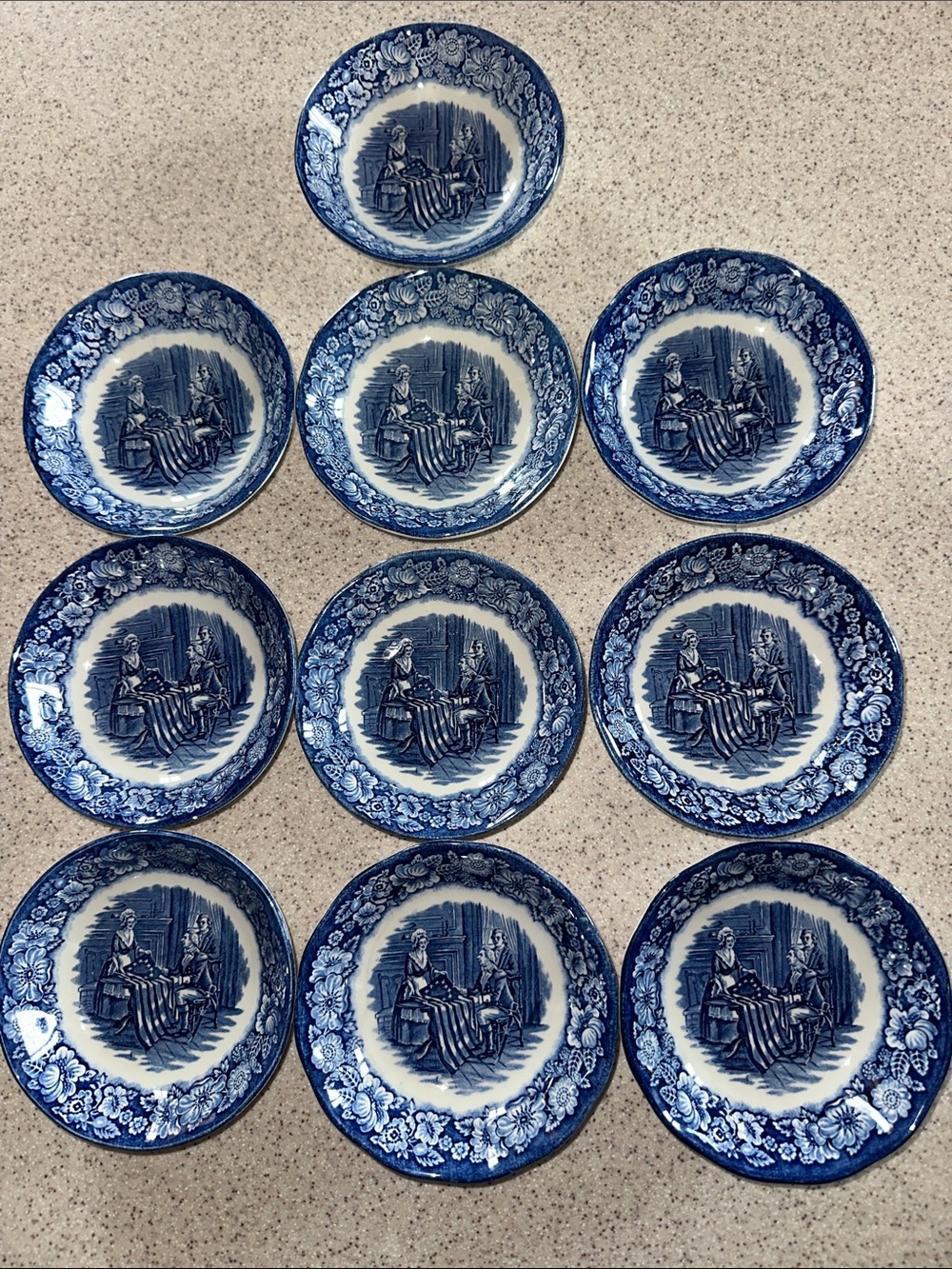 Blue Liberty Staffordshire Fruit Bowls Betsy Ross - Set of 10